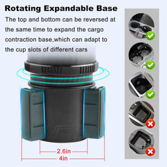Dual Car Cup Holder Expander Adapter, 2 in 1 Multifunctional Vehicle Mounted Water Cup Holder,Adjustable Expandable Cup Holder for Snack Bottles Cups Drinks