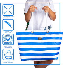 Large Beach Tote Bag with Zipper - XL Beach Bags Waterproof Sandproof - Oversized Beach Bag with Pockets