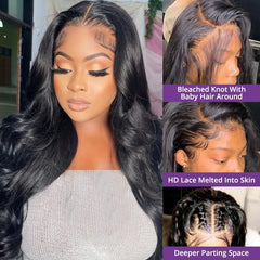 Body Wave Lace Front Wig Human Hair Pre Plucked Brazilian Human