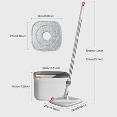 Spin Mop and Bucket System, Includes Spin Mop, Dual Compartment Mop Bucket and Thick Washable Microfiber Mop Pads,Mother'S Day Gifts