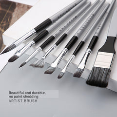 8pcs Cloth Bag Nylon Paint Brushes In Plastic Bucket