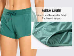 Athletic Shorts for Women with Zip Pocket, 2.5"/4" Mid Waist Mesh Liner Shorts for Running Gym Workout