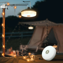10M Camping String Lights with Lanterns 2000Mah Outdoor Camping Lights Tent Atmosphere Light Waterproof Rechargeable Flashlights