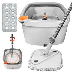 Spin Mop and Bucket System, Includes Spin Mop, Dual Compartment Mop Bucket and Thick Washable Microfiber Mop Pads,Mother'S Day Gifts