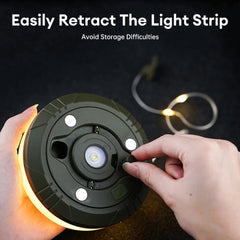 10M Camping String Lights with Lanterns 2000Mah Outdoor Camping Lights Tent Atmosphere Light Waterproof Rechargeable Flashlights