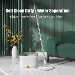 Spin Mop and Bucket System, Includes Spin Mop, Dual Compartment Mop Bucket and Thick Washable Microfiber Mop Pads,Mother'S Day Gifts