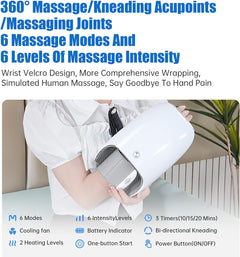 Hand Massager with Auto-Roller Massage for Arthritis Carpal Tunnel Pain Relief,Cordless Handheld Massager Machine with Heat and Compression & Kneading Massage,Gifts for Women Men