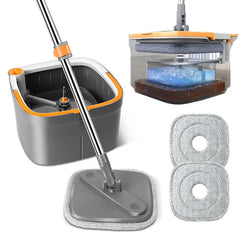 Spin Mop and Bucket System, Includes Spin Mop, Dual Compartment Mop Bucket and Thick Washable Microfiber Mop Pads,Mother'S Day Gifts