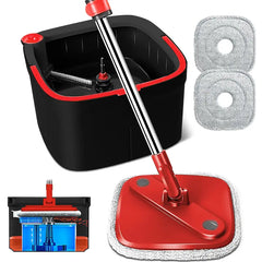 Spin Mop and Bucket System, Includes Spin Mop, Dual Compartment Mop Bucket and Thick Washable Microfiber Mop Pads,Mother'S Day Gifts