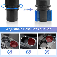 Dual Car Cup Holder Expander Adapter, 2 in 1 Multifunctional Vehicle Mounted Water Cup Holder,Adjustable Expandable Cup Holder for Snack Bottles Cups Drinks