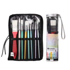 8pcs Cloth Bag Nylon Paint Brushes In Plastic Bucket
