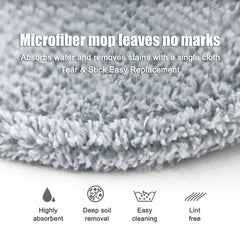 Spin Mop and Bucket System, Includes Spin Mop, Dual Compartment Mop Bucket and Thick Washable Microfiber Mop Pads,Mother'S Day Gifts