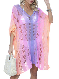 Openwork Contrast V-Neck Cover-Up