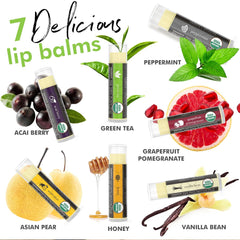 Organic Lip Balm Set - 12 Pack for Lip Healing and Repair