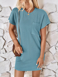 Round Neck Short Sleeve Mini Dress