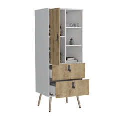 Huna Tall Dresser, Unit with Door, 2 Drawers, and Open Shelves