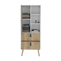 Huna Tall Dresser, Unit with Door, 2 Drawers, and Open Shelves