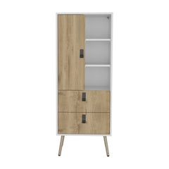 Huna Tall Dresser, Unit with Door, 2 Drawers, and Open Shelves