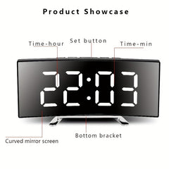 Led Alarm Clock Mirror Curved Screen