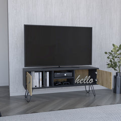 Huna Hairpin Legs TV Stand, Dual-Tone with 2 Doors and Open Shelves