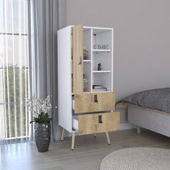 Huna Tall Dresser, Unit with Door, 2 Drawers, and Open Shelves