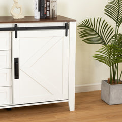 Drawer dresser cabinet,Sideboard,bar cabinet,Buffet server console,table storge cabinets,Slide the barn door,four drawers,Metal handle,for Dining Room,Living Room,bedroom,Kitchen Hallway