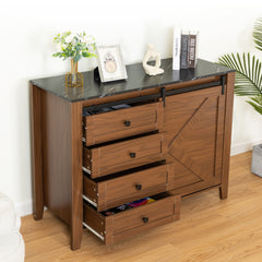 Drawer dresser cabinet,Sideboard,bar cabinet,Buffet server console,table storge cabinets,Slide the barn door,four drawers,Metal handle,for Dining Room,Living Room,bedroom,Kitchen Hallway
