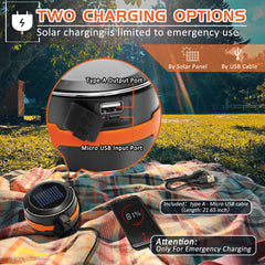 Wanjo Collapsible LED Solar Camping Lights with Free Multifunctional Whistle, Rechargeable Camping Latern, Portable Outdoor Gear for Camping Travel Fishing