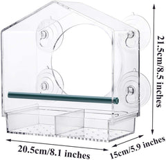 Pet bird feeder; Nature Anywhere Clear Plastic Window Bird Feeder for Outside - Clear Window Bird Feeders with Strong Suction Cups