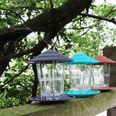 Outdoor garden hanging bird feeder; retractable feeder