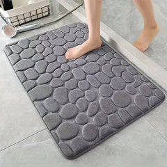 Non-Slip Memory Foam Bath Rug with Cobblestone Embossment