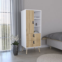 Huna Tall Dresser, Unit with Door, 2 Drawers, and Open Shelves