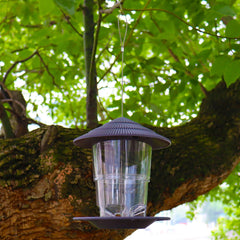 Outdoor garden hanging bird feeder; retractable feeder