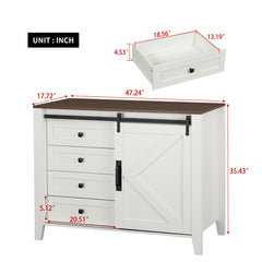 Drawer dresser cabinet,Sideboard,bar cabinet,Buffet server console,table storge cabinets,Slide the barn door,four drawers,Metal handle,for Dining Room,Living Room,bedroom,Kitchen Hallway