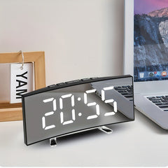 Led Alarm Clock Mirror Curved Screen
