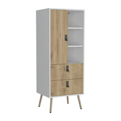 Huna Tall Dresser, Unit with Door, 2 Drawers, and Open Shelves