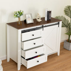 Drawer dresser cabinet,Sideboard,bar cabinet,Buffet server console,table storge cabinets,Slide the barn door,four drawers,Metal handle,for Dining Room,Living Room,bedroom,Kitchen Hallway
