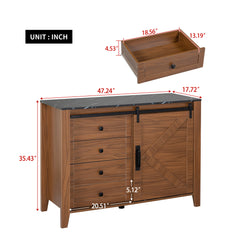 Drawer dresser cabinet,Sideboard,bar cabinet,Buffet server console,table storge cabinets,Slide the barn door,four drawers,Metal handle,for Dining Room,Living Room,bedroom,Kitchen Hallway