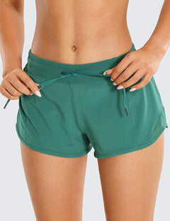 Athletic Shorts for Women with Zip Pocket, 2.5"/4" Mid Waist Mesh Liner Shorts for Running Gym Workout