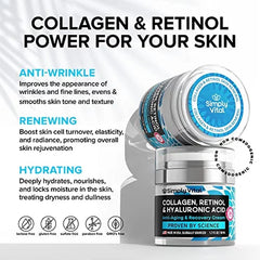 Face Moisturizer Collagen Cream - anti Aging Neck and Dã©Colletã© - Made in USA Natural anti Wrinkle Moisturizer for Women - Day & Night Face Cream - Moisturizing, Lifting & Recovery - 1.7Oz