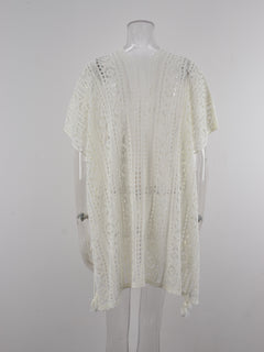 Cutout V-Neck Cover-Up with Tassel