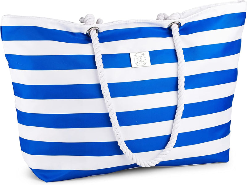 Large Beach Tote Bag with Zipper - XL Beach Bags Waterproof Sandproof - Oversized Beach Bag with Pockets