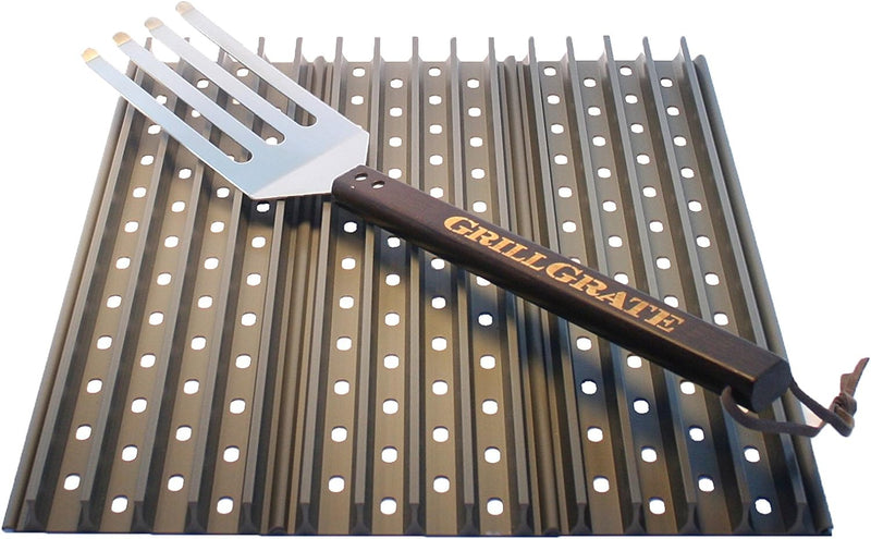 Grillgrate - 16.25 Inch Deep by 15.375 Inch Wide Interlocking s - 3 Panel Set - Gratetool Included - Universal Grilling Accessory for Gas, Charcoal, Pellet, and Kamado Grills, Searing Kit