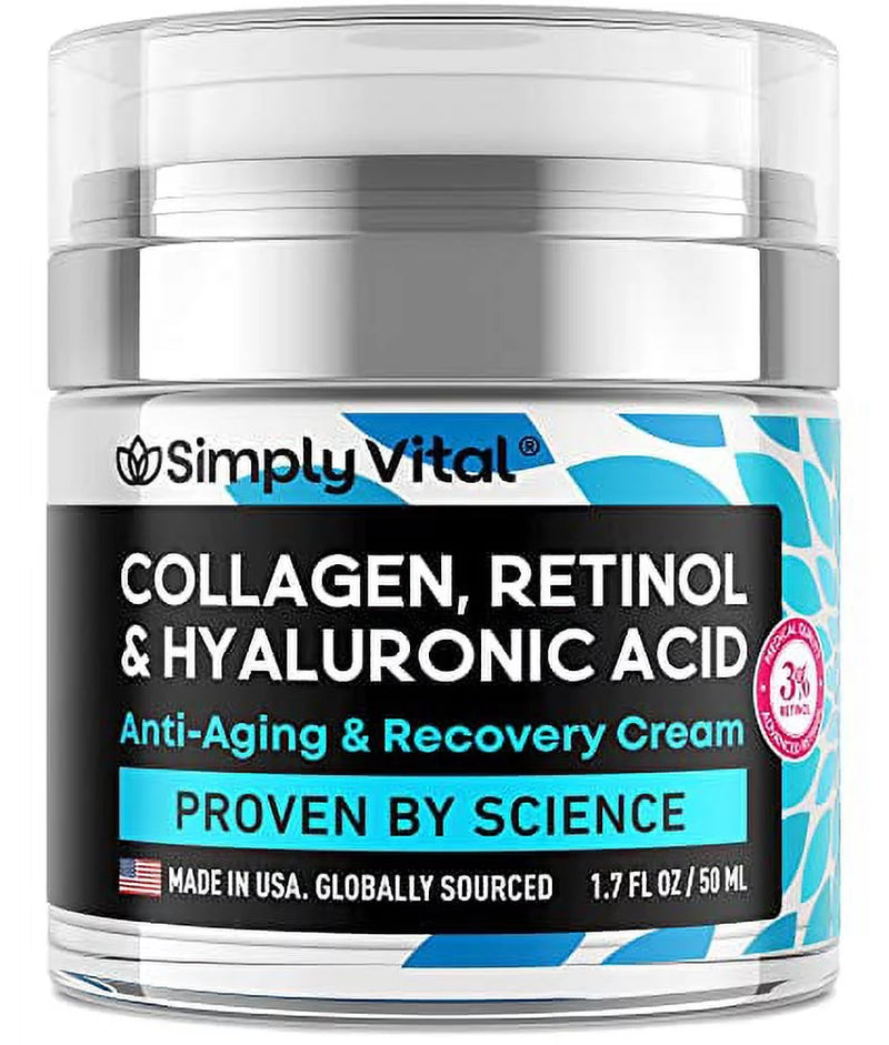 Face Moisturizer Collagen Cream - anti Aging Neck and Dã©Colletã© - Made in USA Natural anti Wrinkle Moisturizer for Women - Day & Night Face Cream - Moisturizing, Lifting & Recovery - 1.7Oz