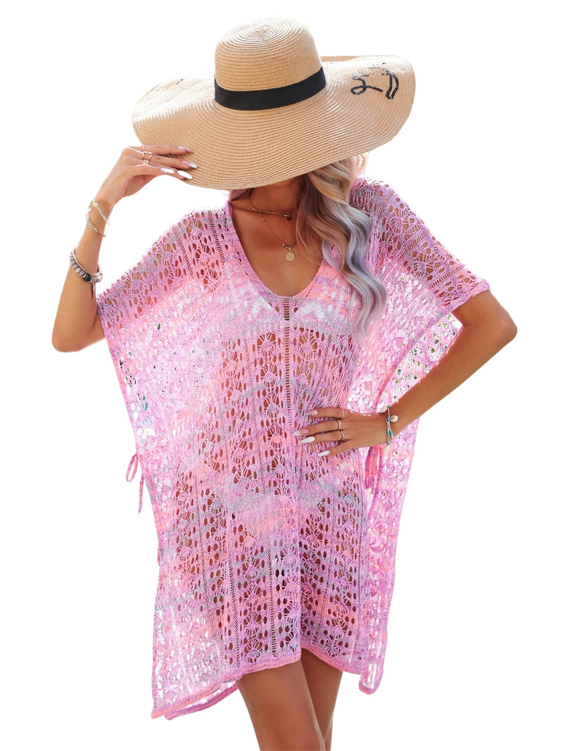 Slit Openwork V-Neck Cover Up