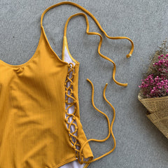 New Solid Color One-piece Swimsuit Strap Bikini Female One-piece Swimsuit Sexy Bikini