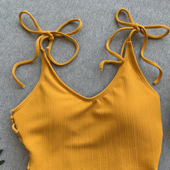 New Solid Color One-piece Swimsuit Strap Bikini Female One-piece Swimsuit Sexy Bikini