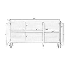 TV Stand with Rattan Door for Televisions up to 55\" with Adjustable Shelves and Storage Cabinets, Modern Entertainment Center Console Table for Living Room