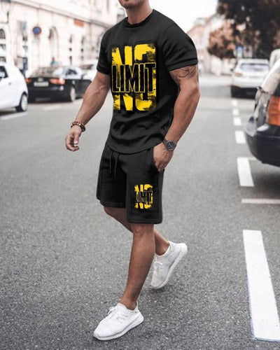 3D T-shirt digital printing short-sleeved shorts suit men's casual beach pants two-piece set