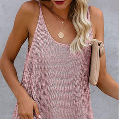 Womens Summer Striped Ice Silk Crochet Tank Tops Girls Sexy Loose Beach Wear 2020 New Casual Female Camis Tops Fashion Wholesale